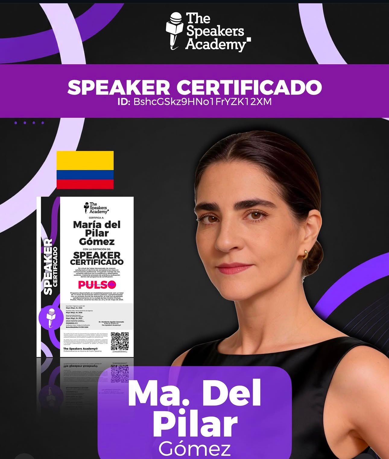 Certificación profesional: Certificada por The Speaker Academy — Pilar Gómez, asesora de imagen (2019)